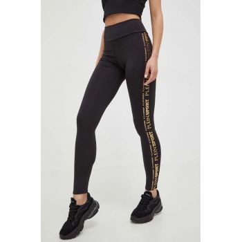 PLEIN SPORT colanti femei, culoarea negru, cu imprimeu