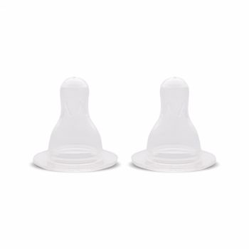 Set 2 tetine silicon M debit mediu 3 luni+ silicon transparent