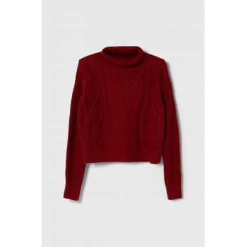 Abercrombie & Fitch pulover copii culoarea bordo, călduros ieftin