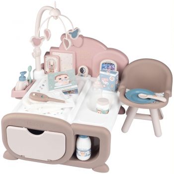 Centru de ingrijire pentru papusi Smoby Baby Nurse Cocoon Nursery crem cu accesorii la reducere