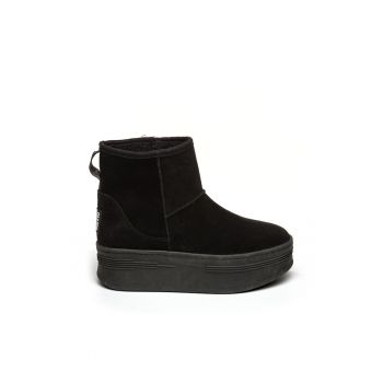 Ghete flatform slip-on de piele intoarsa