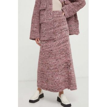 Lovechild fusta de lana culoarea roz, maxi, evazati de firma originala