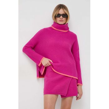 MAX&Co. pulover de casmir culoarea roz, călduros, cu guler
