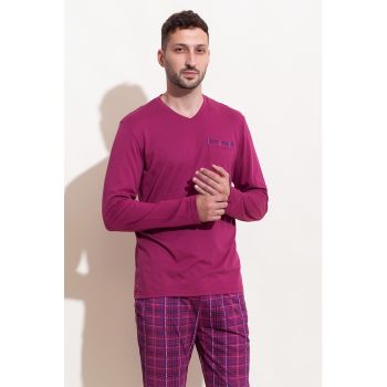 Pijama din amestec de modal cu model in carouri Chess de firma originale