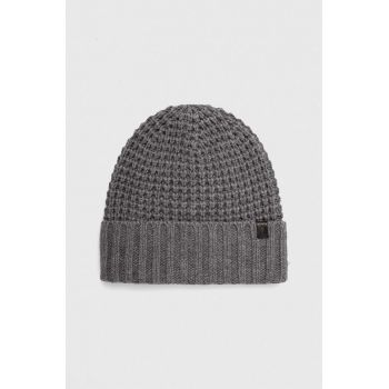 AllSaints caciula din amestec de lana culoarea gri, din tricot gros