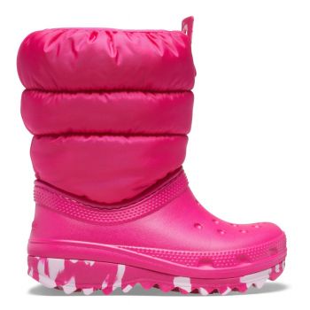 Cizme Crocs Classic Neo Puff Boot Kids Roz - Candy Pink ieftine