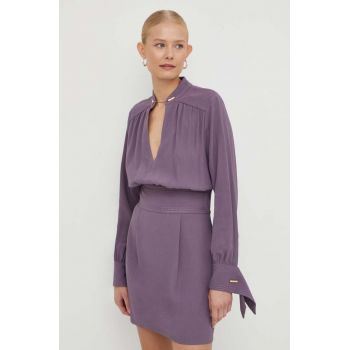 Elisabetta Franchi rochie culoarea violet, mini, mulata la reducere