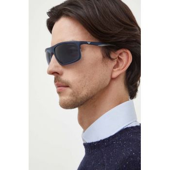 Emporio Armani ochelari de soare barbati, culoarea albastru marin de firma originali