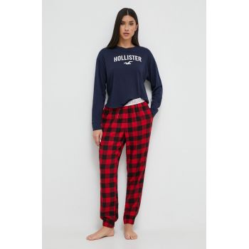 Hollister Co. pantaloni de pijama femei, culoarea rosu