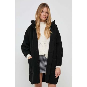 MAX&Co. palton de lana culoarea negru, de tranzitie, oversize