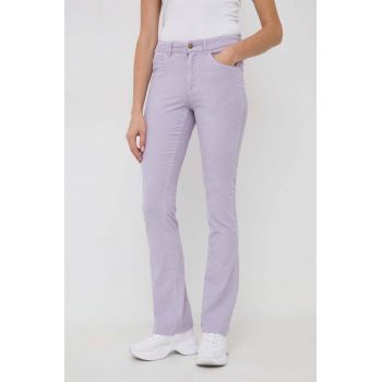 MAX&Co. pantaloni de catifea cord Milady culoarea violet, evazati, medium waist