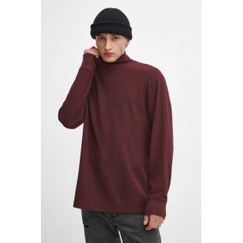 Medicine longsleeve din bumbac barbati, culoarea bordo, neted ieftin