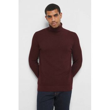Medicine pulover de bumbac barbati, culoarea bordo, cu guler de firma original