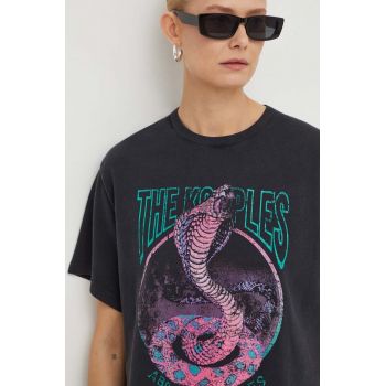 The Kooples tricou din bumbac femei, culoarea gri