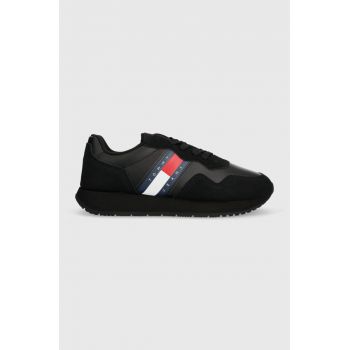 Tommy Jeans sneakers din piele TJM MODERN RUNNER culoarea negru, EM0EM01316