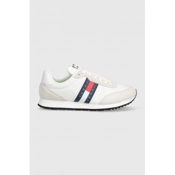 Tommy Jeans sneakers TJM RUNNER CASUAL ESS culoarea alb, EM0EM01351