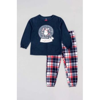zippy pijamale de bumbac pentru copii culoarea albastru marin, cu imprimeu