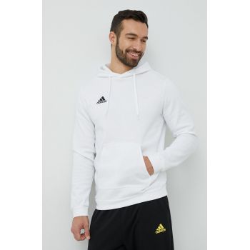 adidas Performance bluză Entrada 22 bărbați, culoarea alb, cu glugă, uni HG6302