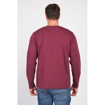 Bluza din bumbac cu decolteu henley