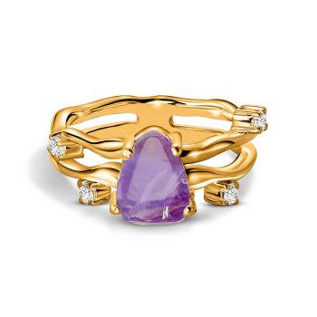 Inel din argint Golden Amethyst Twilight