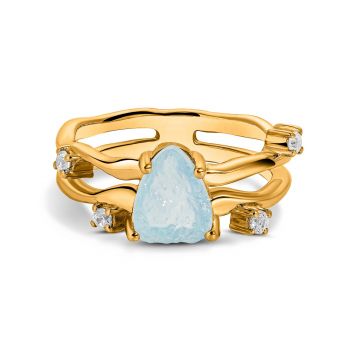 Inel din argint Golden Aquamarine Twilight