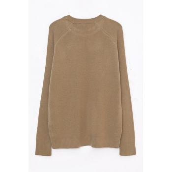 Pulover slim fit cu maneci raglan