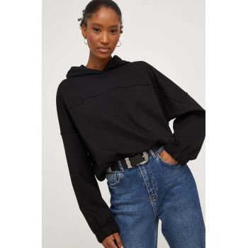 Answear Lab bluza femei, culoarea negru, cu glugă, neted ieftin