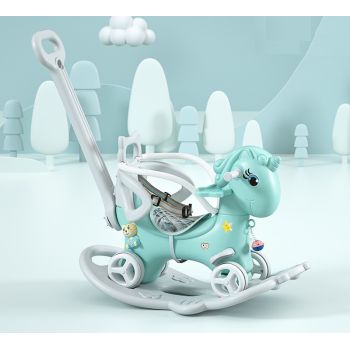 Balansoar 3 in 1 transformabil in vehicul fara pedale cu maner parental,roti EVA,centuri de siguranta,jucarie muzicala,spatar si bara de siguranta detasabile Nichiduta Garden Mint