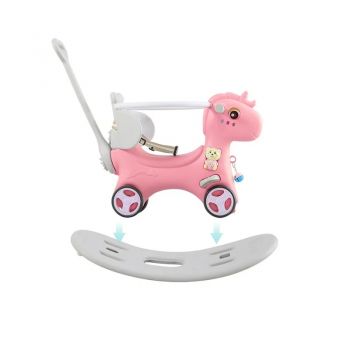 Balansoar 3 in 1 cu maner parental Nichiduta Happy Unicorn Pink