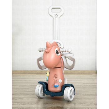 Balansoar 3 in 1 transformabil in vehicul fara pedale cu maner parental,roti EVA,centuri de siguranta,jucarie muzicala,spatar si bara de siguranta detasabile Nichiduta Garden Lovely Unicorn Pink