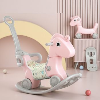 Balansoar 3 in 1 cu maner parental Nichiduta Rocking Horse Pink ieftin