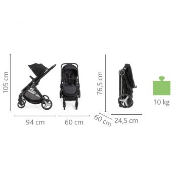 Carucior copii trio Chicco Best Friend Plus Light cu scaun auto Kory ISize Pirate Black Negru 0luni+