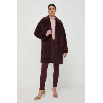 Marella palton de lana culoarea bordo, de tranzitie, oversize de firma original