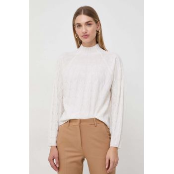 Marella pulover de lana femei, culoarea bej, light, cu turtleneck