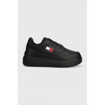 Tommy Jeans sneakers TJW RETRO BASKET FLATFORM ESS culoarea negru, EN0EN02506