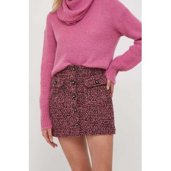 United Colors of Benetton fusta din amestec de lana culoarea roz, mini, drept ieftina