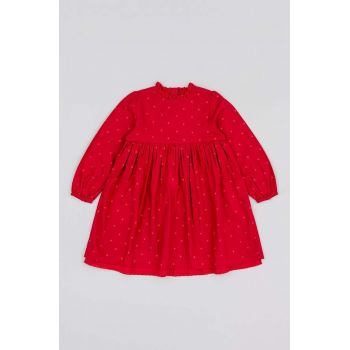 zippy rochie din bumbac pentru copii culoarea rosu, mini, evazati