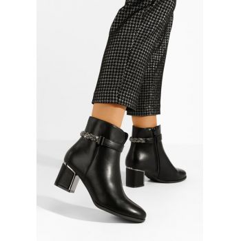 Botine cu toc gros Emmy negre