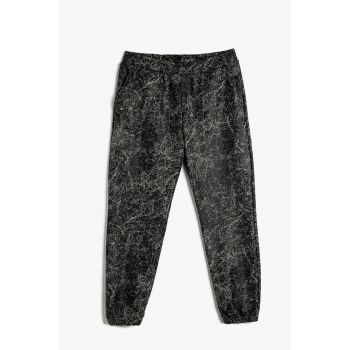 Pantaloni din amestec de bumbac cu model