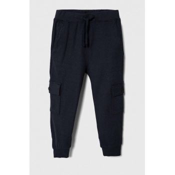 Abercrombie & Fitch pantaloni de trening pentru copii culoarea albastru marin, neted