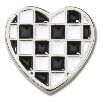 Jibbitz Crocs Silver Checkerboard Heart