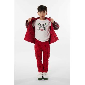 Kenzo Kids tricou de bumbac pentru copii culoarea bej, cu imprimeu ieftin