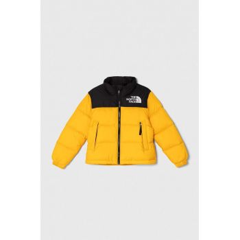 The North Face geaca de puf pentru copii 1996 RETRO NUPTSE JACKET culoarea galben