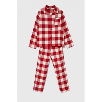 United Colors of Benetton pijamale de bumbac pentru copii culoarea rosu, modelator ieftine