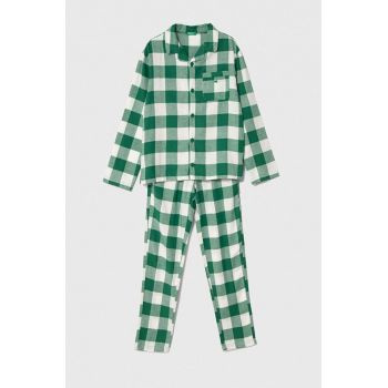 United Colors of Benetton pijamale de bumbac pentru copii culoarea verde, modelator