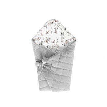 Wrap Babyhorn nou nascut paturica de infasat cu doua fete din bumbac si catifea Nature Grey