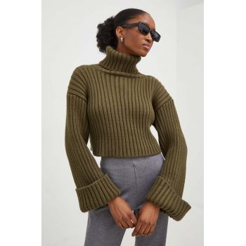 Answear Lab pulover femei, culoarea verde, călduros, cu guler ieftin