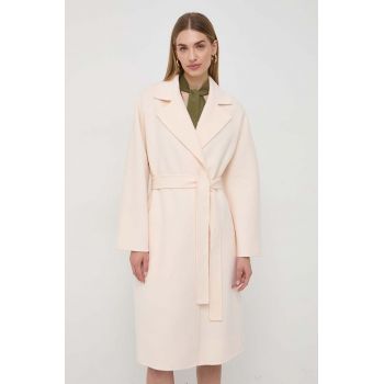 Elisabetta Franchi palton de lana culoarea roz, de tranzitie de firma original