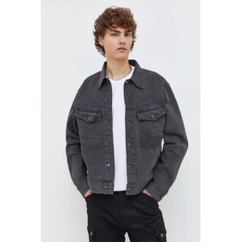 G-Star Raw geacă din denim bărbați, culoarea gri, de tranziție