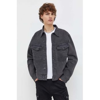 G-Star Raw geaca jeans barbati, culoarea gri, de tranzitie de firma originala